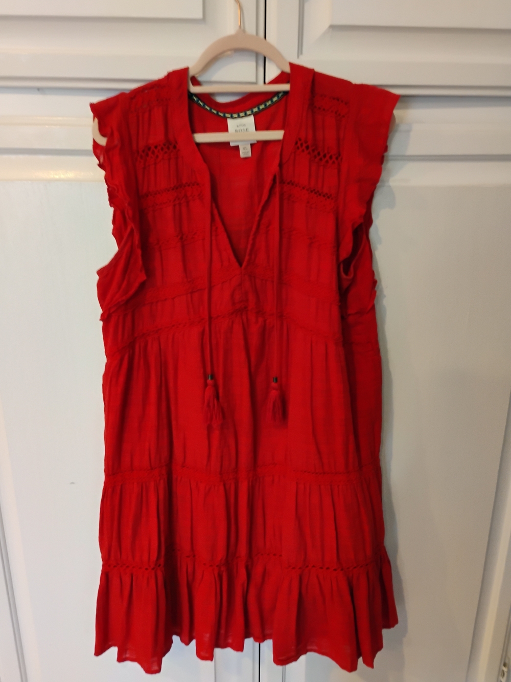 Knox Rose Red Tiered Tassel Dress